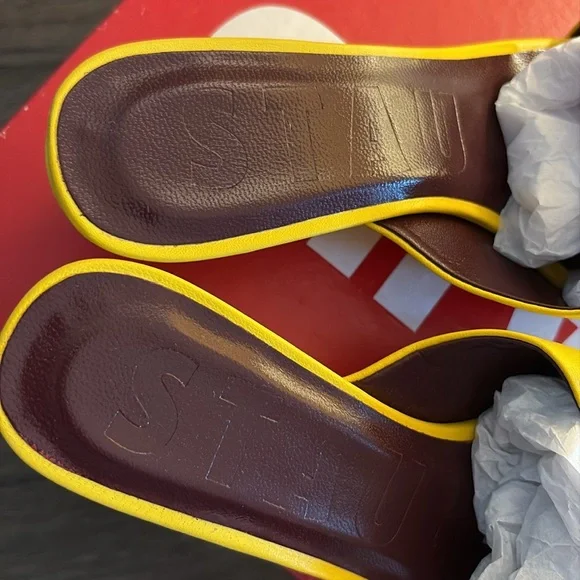 NIB [STAUD] Nevil Leather Wedge Mules In Goldie Women's Sz EU 38.5 / US 8.5 - Picture 7 of 12